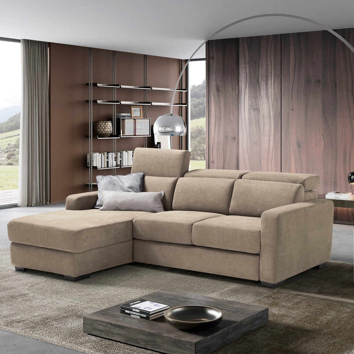 MORGANA divano chaise longue - apertura letto KOMODO
