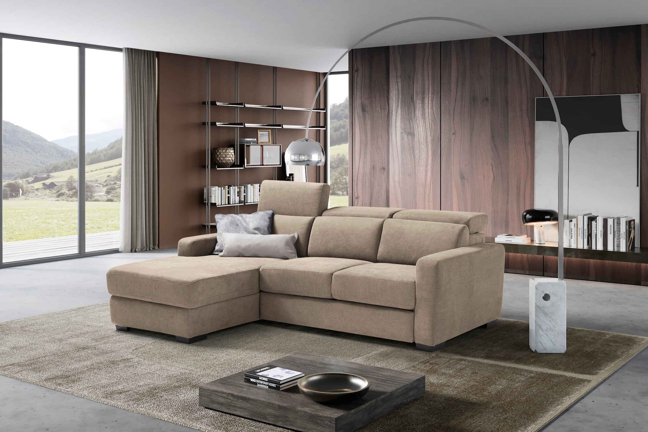 MORGANA divano chaise longue - apertura letto KOMODO