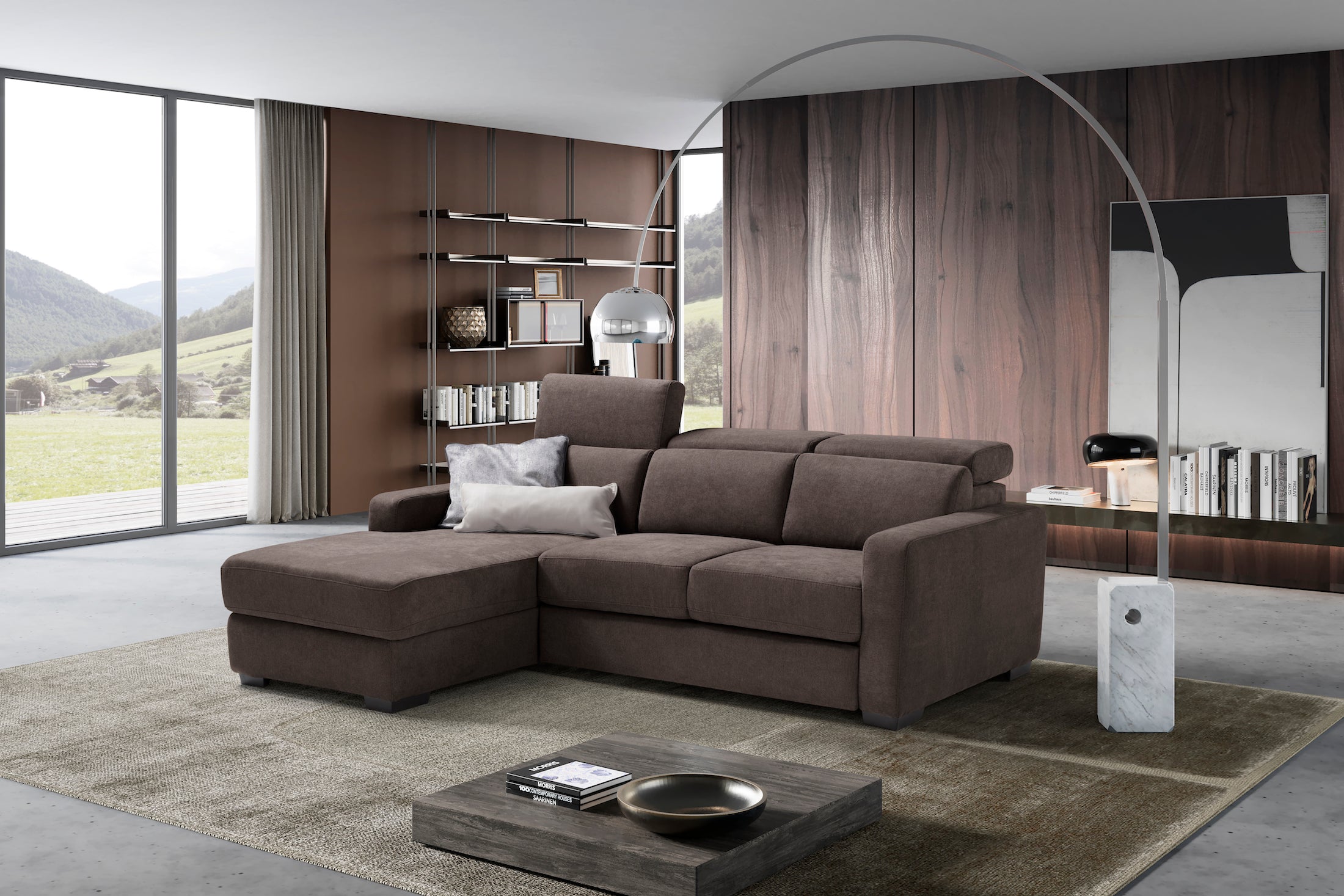 MORGANA divano chaise longue - apertura letto KOMODO