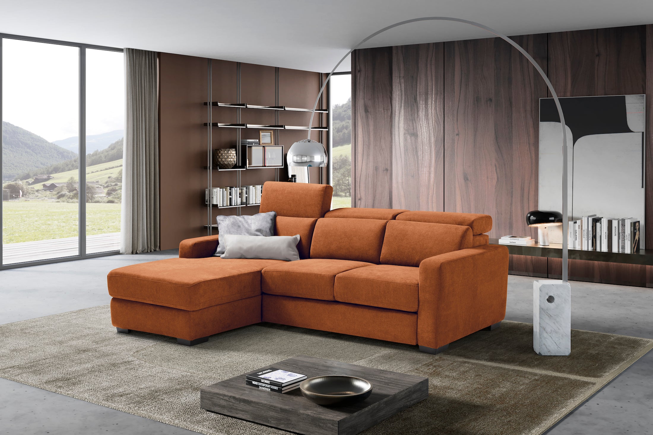 MORGANA divano chaise longue - apertura letto KOMODO