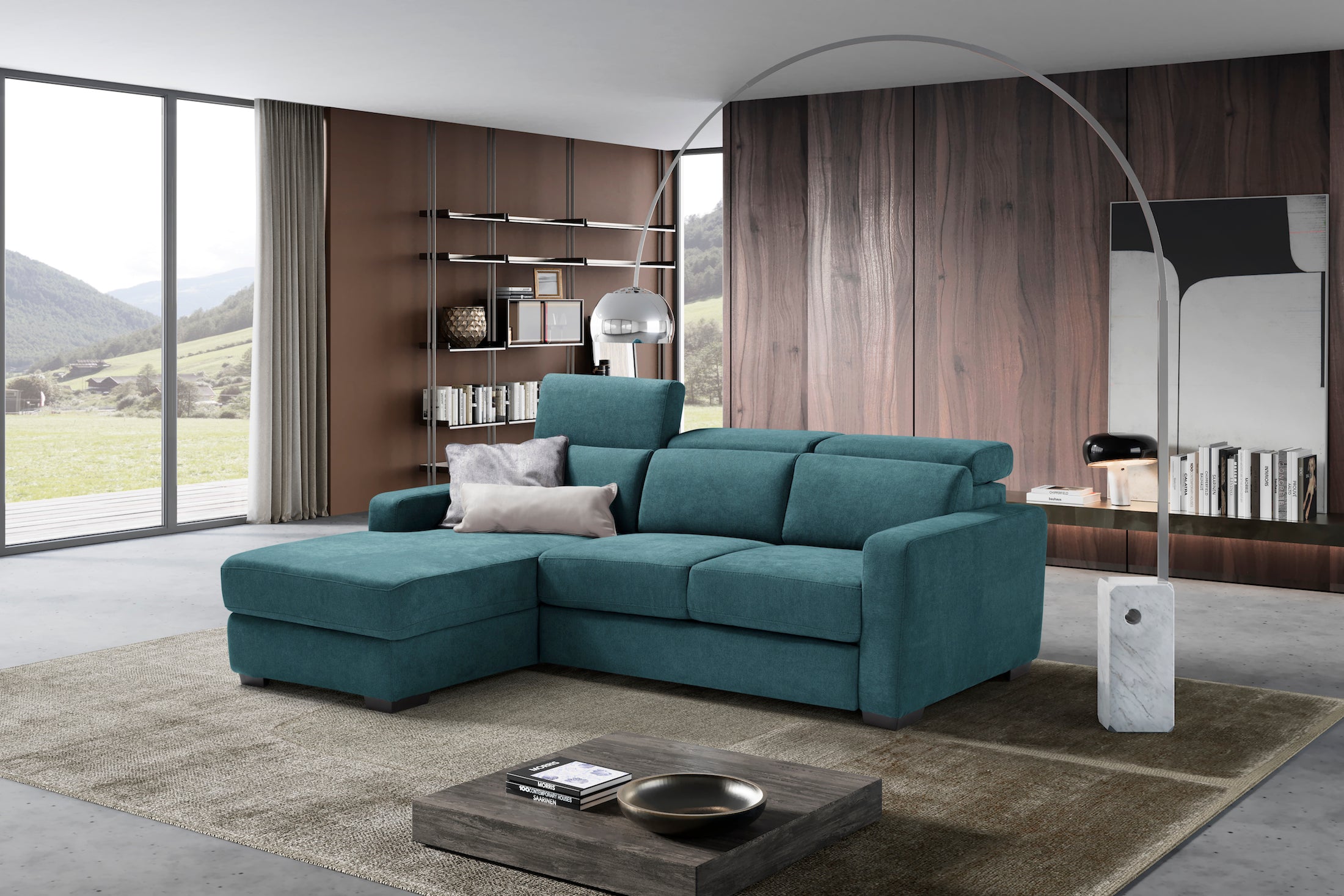 MORGANA divano chaise longue - apertura letto KOMODO