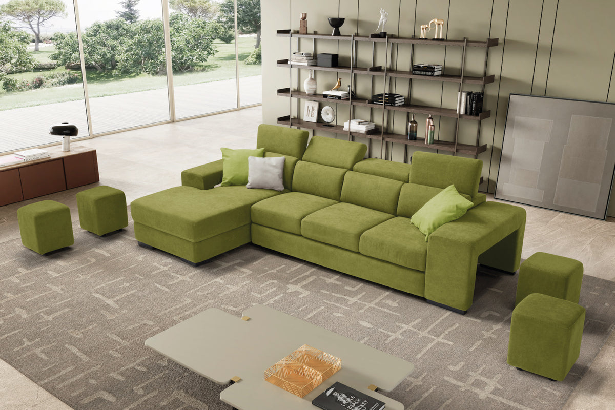 TALENTO divano chaise longue, 3 posti max - apertura letto KOMODO