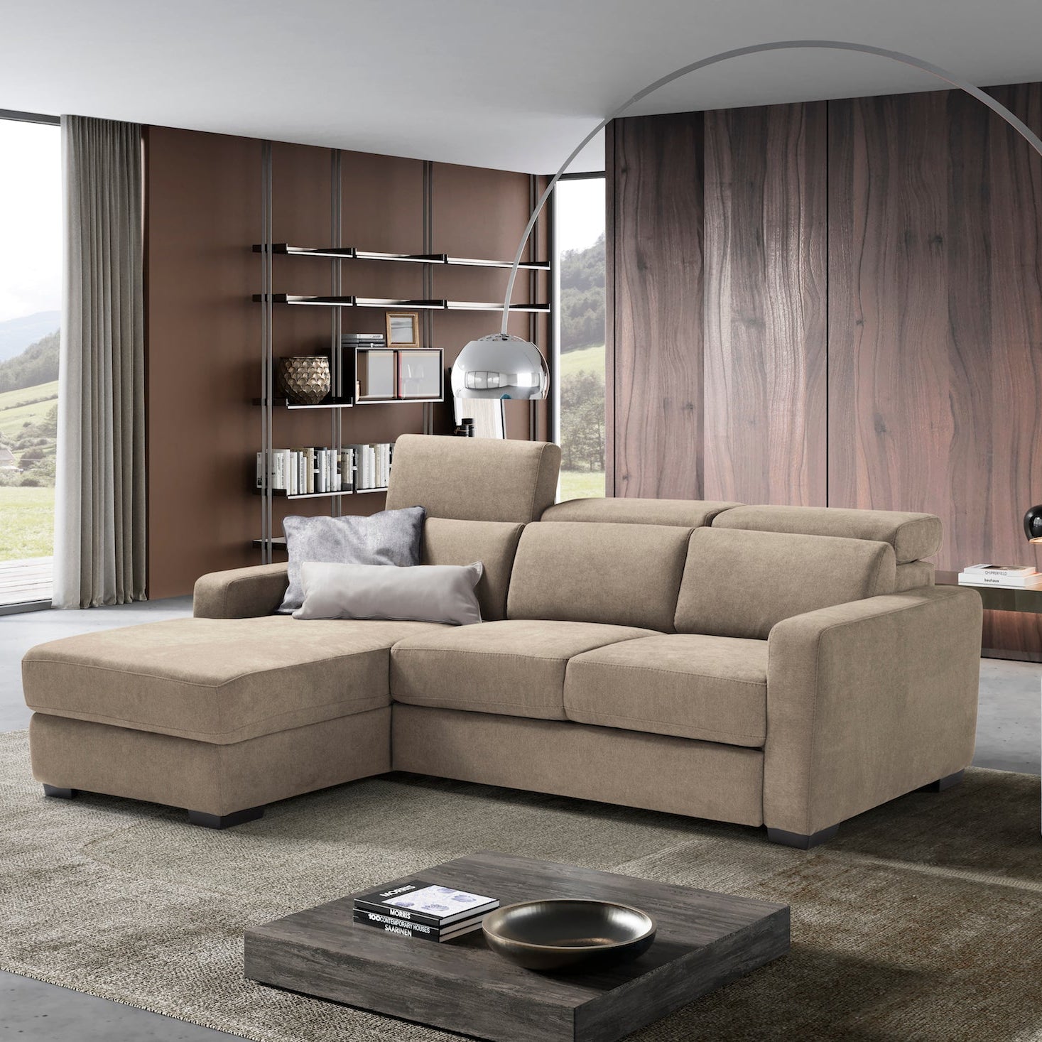 MORGANA divano chaise longue - apertura letto KOMODO