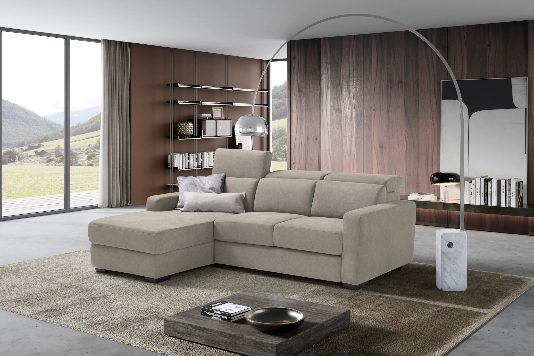 MORGANA divano chaise longue - apertura letto KOMODO