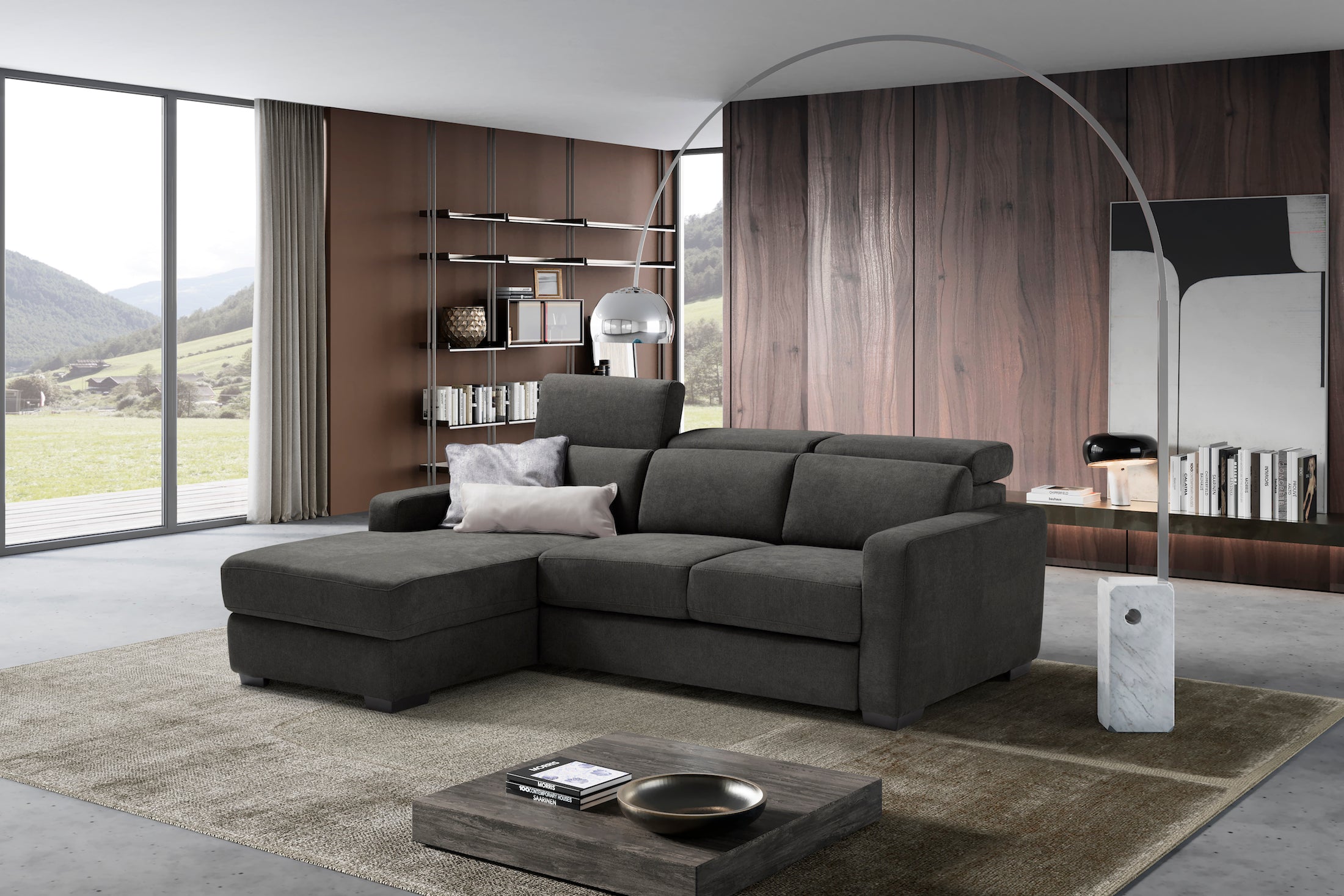 MORGANA divano chaise longue - apertura letto KOMODO