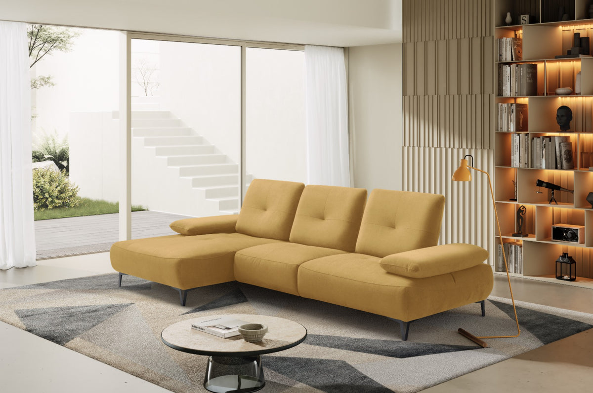 Divano 2 Posti con Chaise Longue Tokio – Komodo | Tessuto Psiche Idrorepellente, Made in Italy