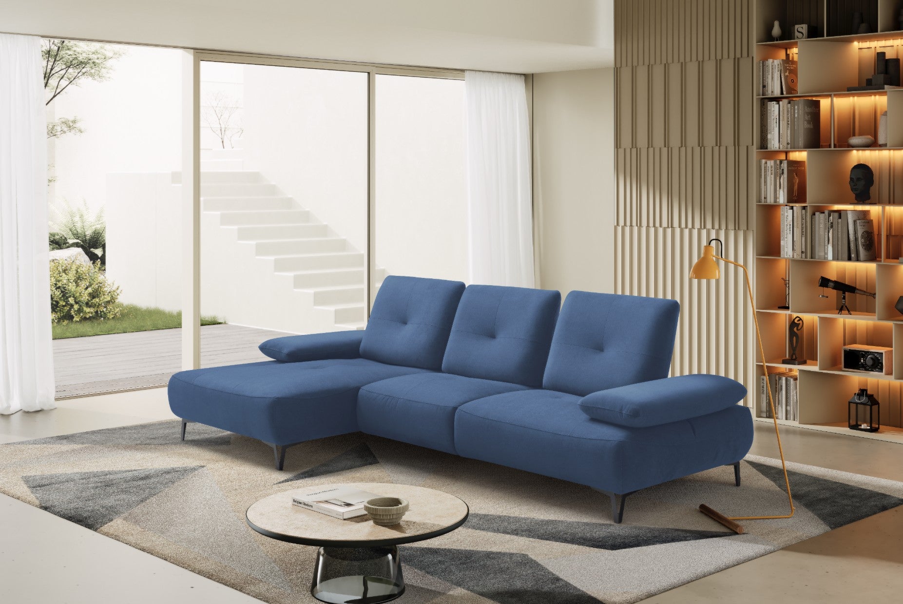 Divano 2 Posti con Chaise Longue Tokio – Komodo | Tessuto Psiche Idrorepellente, Made in Italy