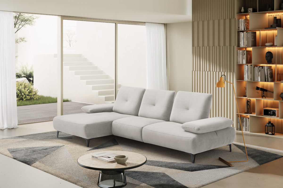 Divano 2 Posti con Chaise Longue Tokio – Komodo | Tessuto Psiche Idrorepellente, Made in Italy