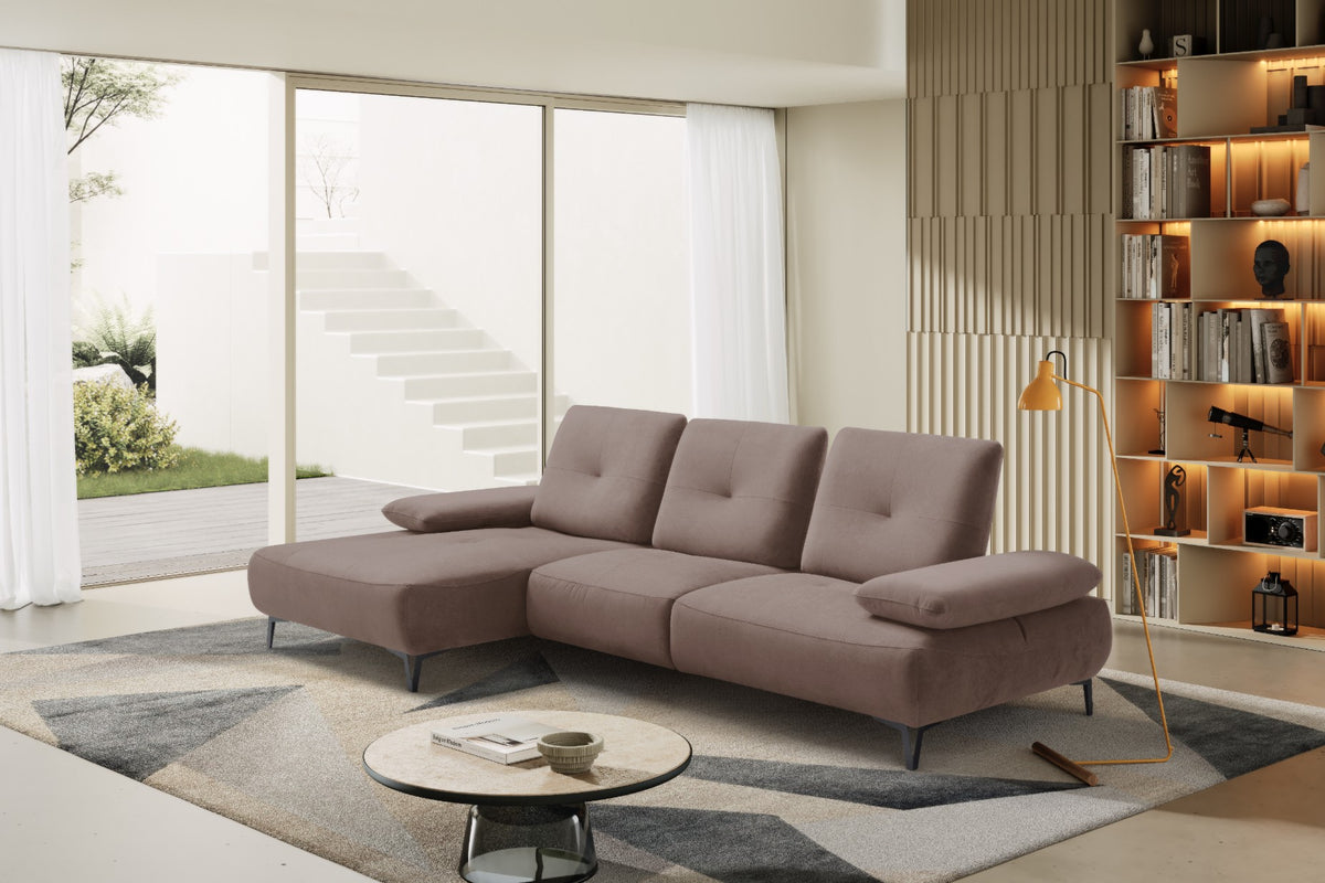Divano 2 Posti con Chaise Longue Tokio – Komodo | Tessuto Psiche Idrorepellente, Made in Italy