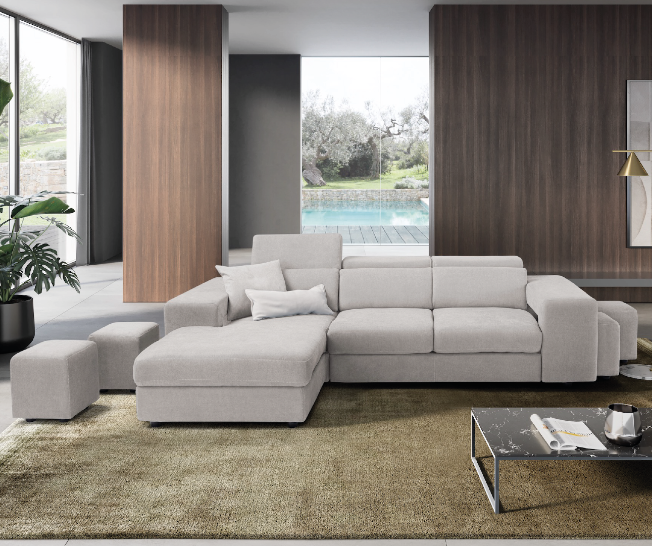 TALENTO divano chaise longue - apertura letto KOMODO